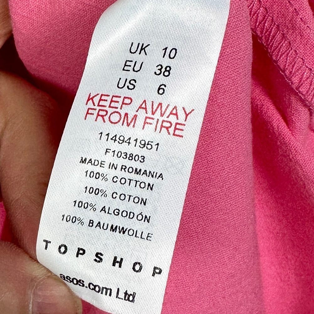 New Topshop High Waist Button Front Detail Pink Mini Skirt‎ Size 6 Barbiecore - Picture 7 of 9